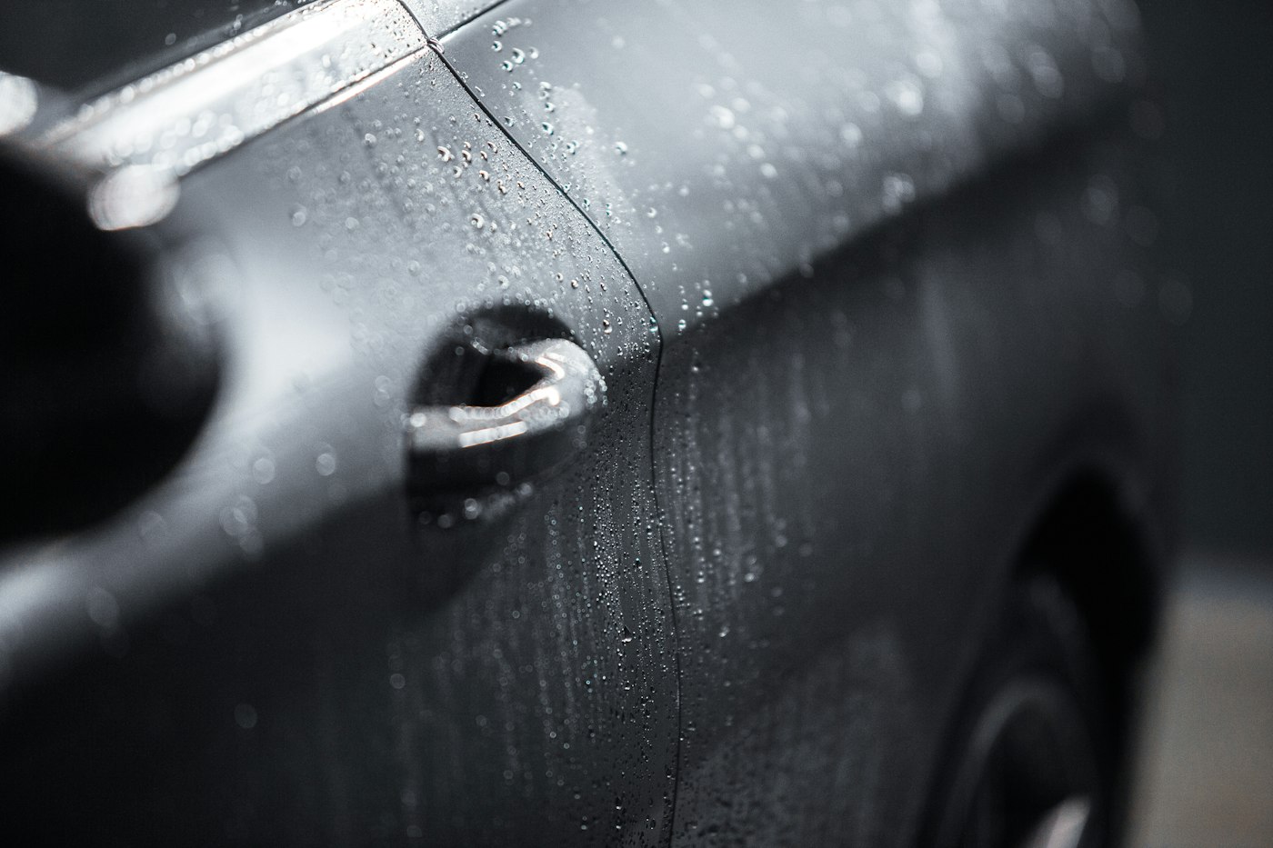 Water beading on coated black paint